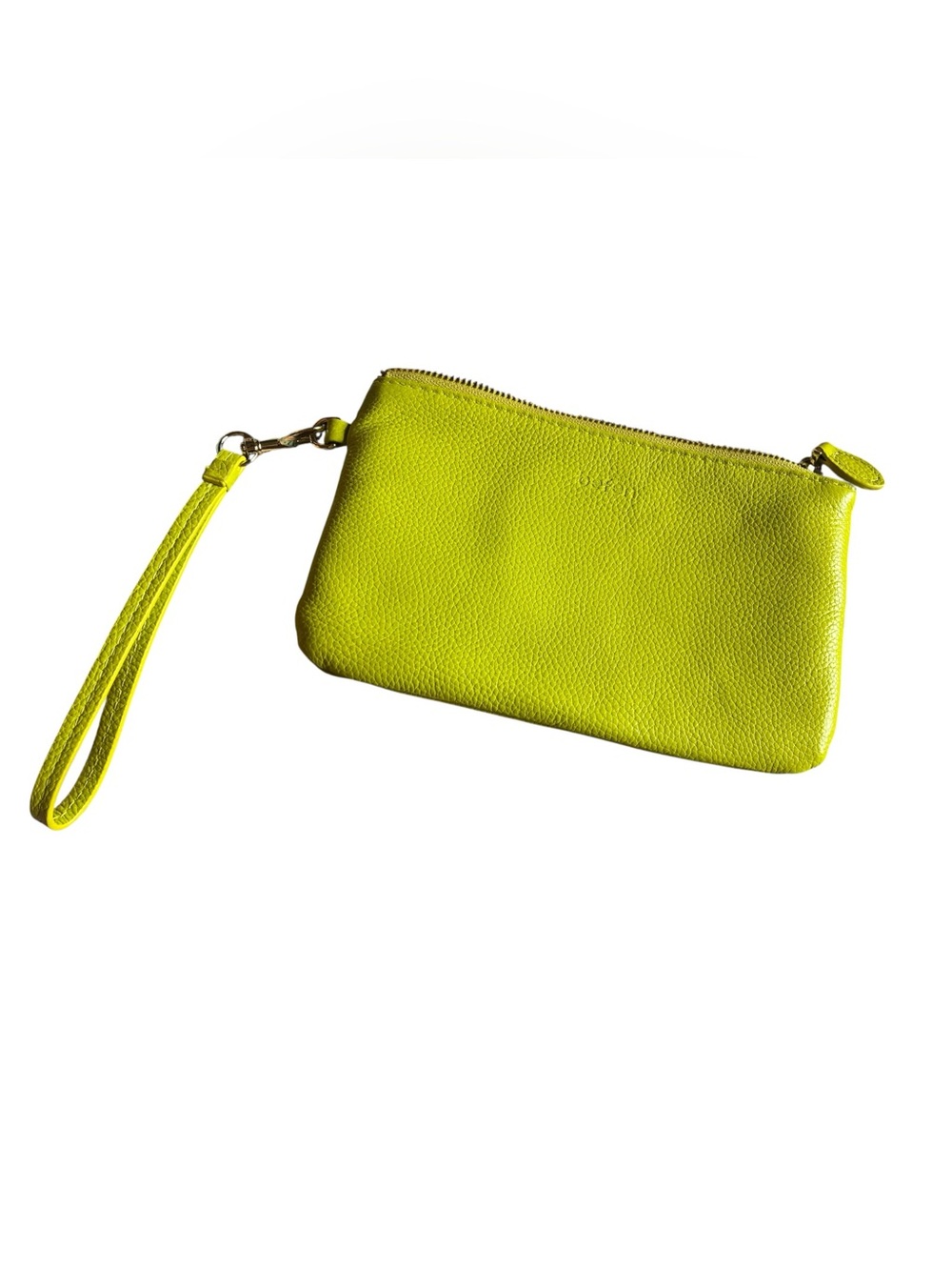 Befen Genuine Pebbled Leather Wristlet Clutch Wallet – Lime Green / Chartreuse